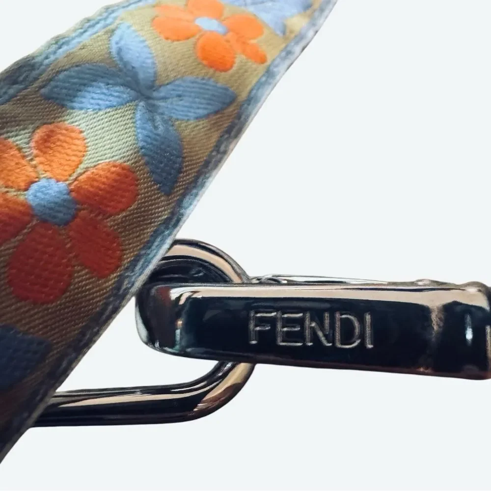 Fendi 8AV077 Mini Blue & Orange Floral “Strap You” Mini Handbag Strap NWOT Auth